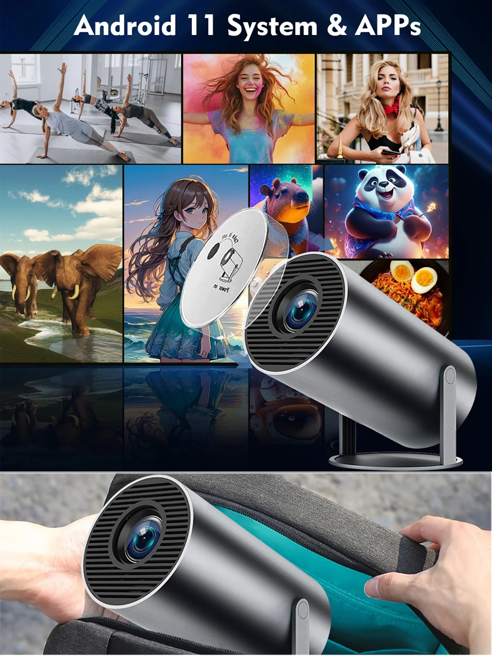 DITONG hy300 pro nouveau projecteur 4K Android Wifi 1080P 1280*720P HD Home cinéma extérieur portable vidéo films led mini projecteur