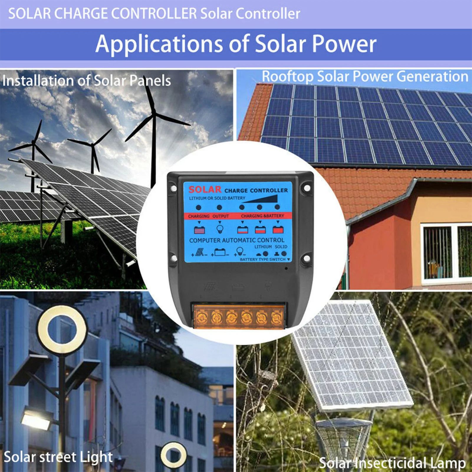 Solar Panel Battery Controllers  10/20/30/40/50A Intelligent Charge the Photovoltaic Panel for Renewable Energy Accessories