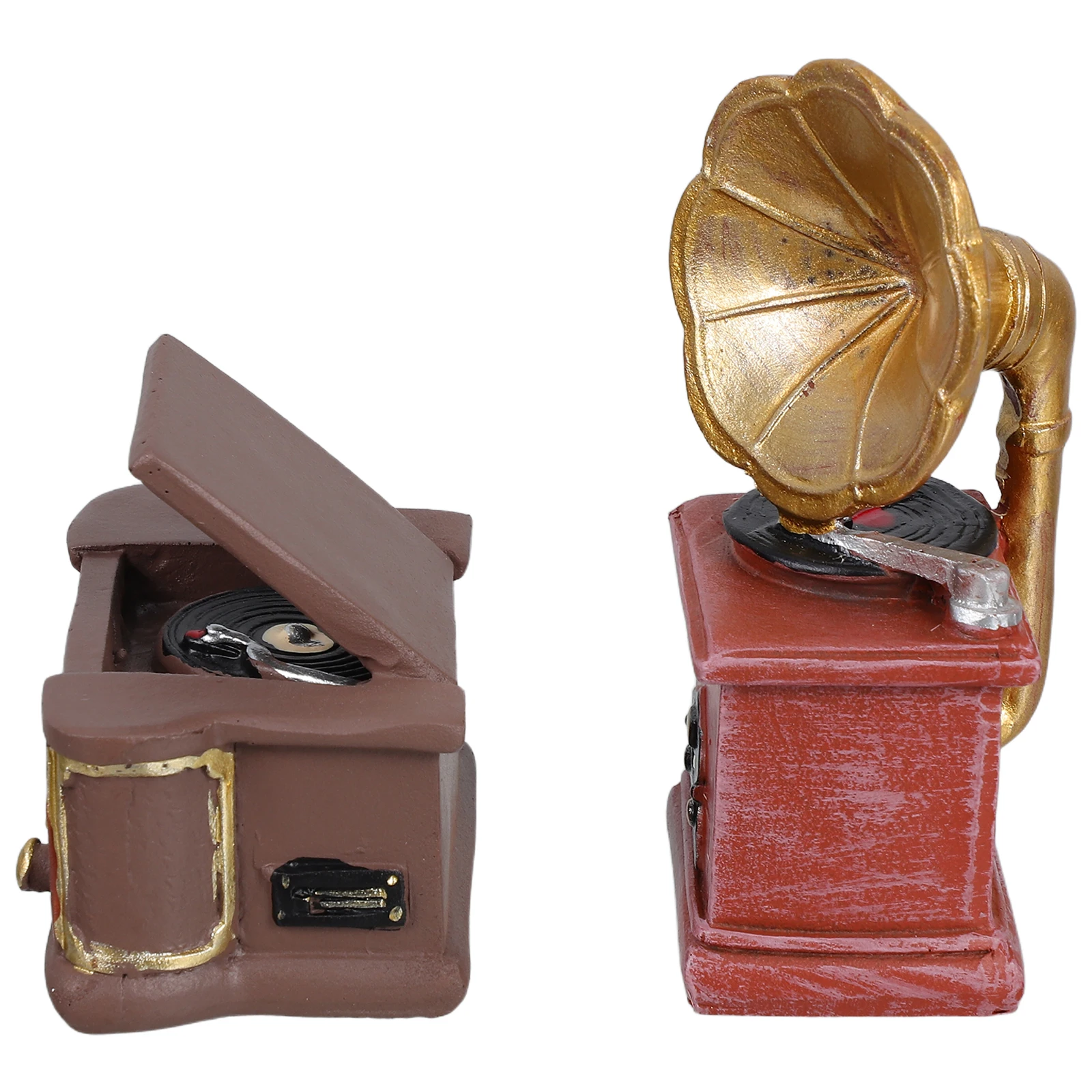 

Retro Phonograph Decoration Dollhouse Decorations Model Gramophone Sculpture Ornaments