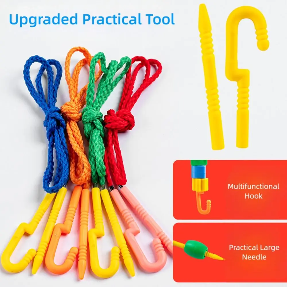 48/100/160PCS Multicolor Montessori Threading Beads Toy Geometry Shape Building Blocks Stringing Beads Toy Bracelet Toy Plastic