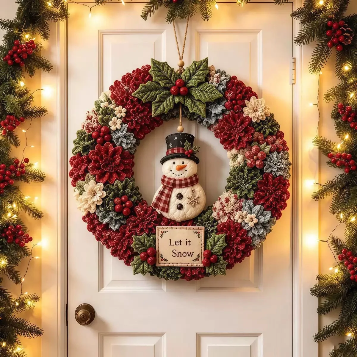 3D Fabric Poke Wreath DIY Kit, Christmas Wreath DIY Kit for Adults,3D Fabric Poke Art Craft Kit,Holiday Wreath Making Kit