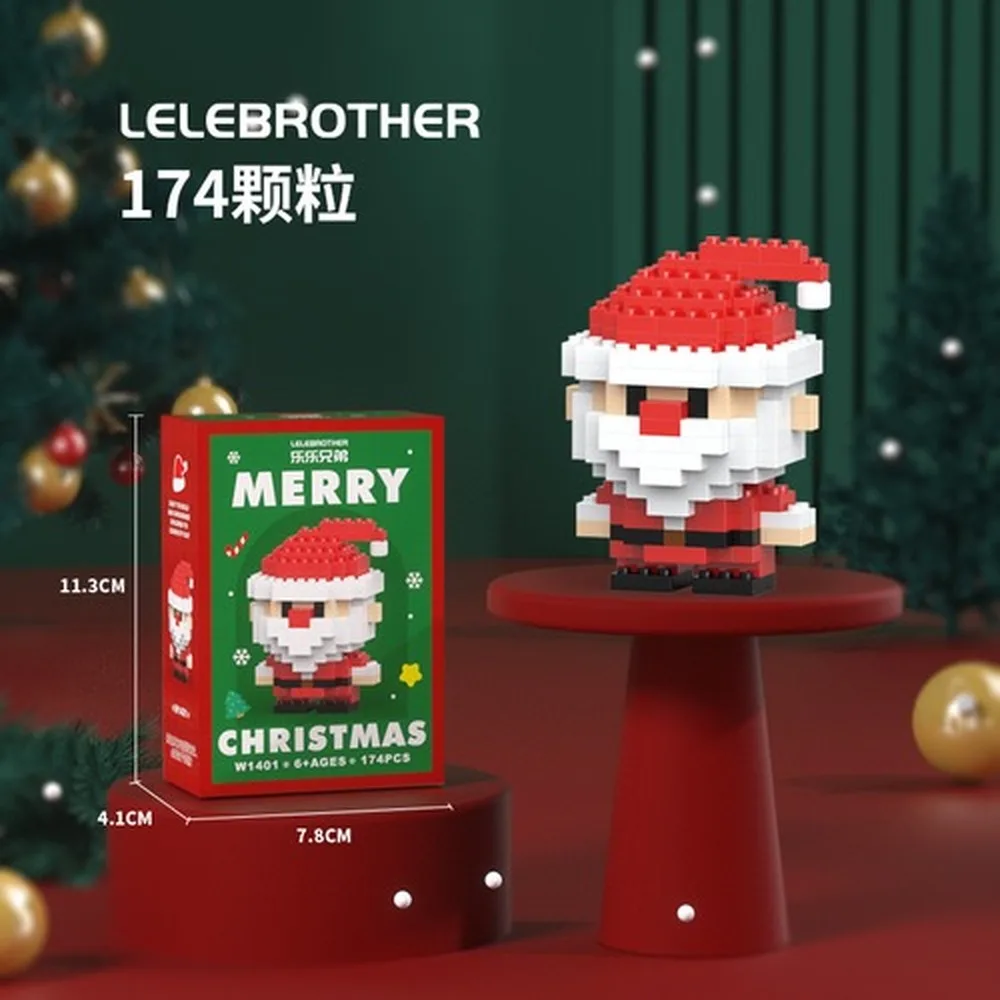 Santa Claus Snowman Elk Train Christmas Tree Micro Particle Building Blocks Figure DIY Assembly Set Holiday Desktop Ornament