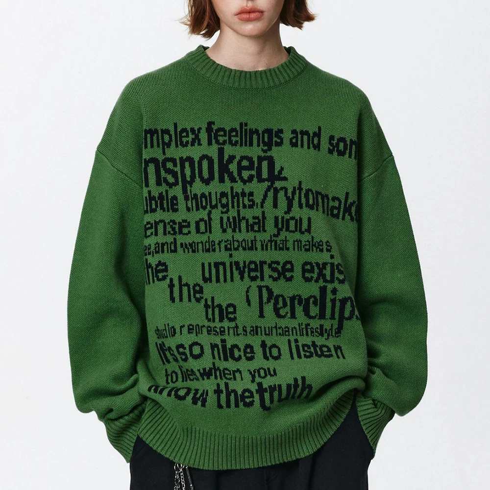 

Winter New Men's Letter Long-Sleeve Sweater Unisex American Retro Fashion Trend High Street Loose Casual Niche Men's Tops