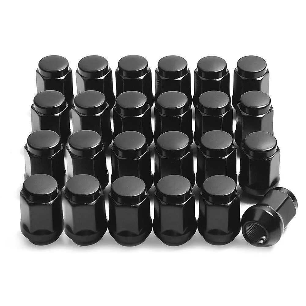 24pcs Wheel Nuts M12x1.5 Car Wheel Nuts Black Lug Nut Socket Steel For Land Cruiser Prado For Ford Car Accessories