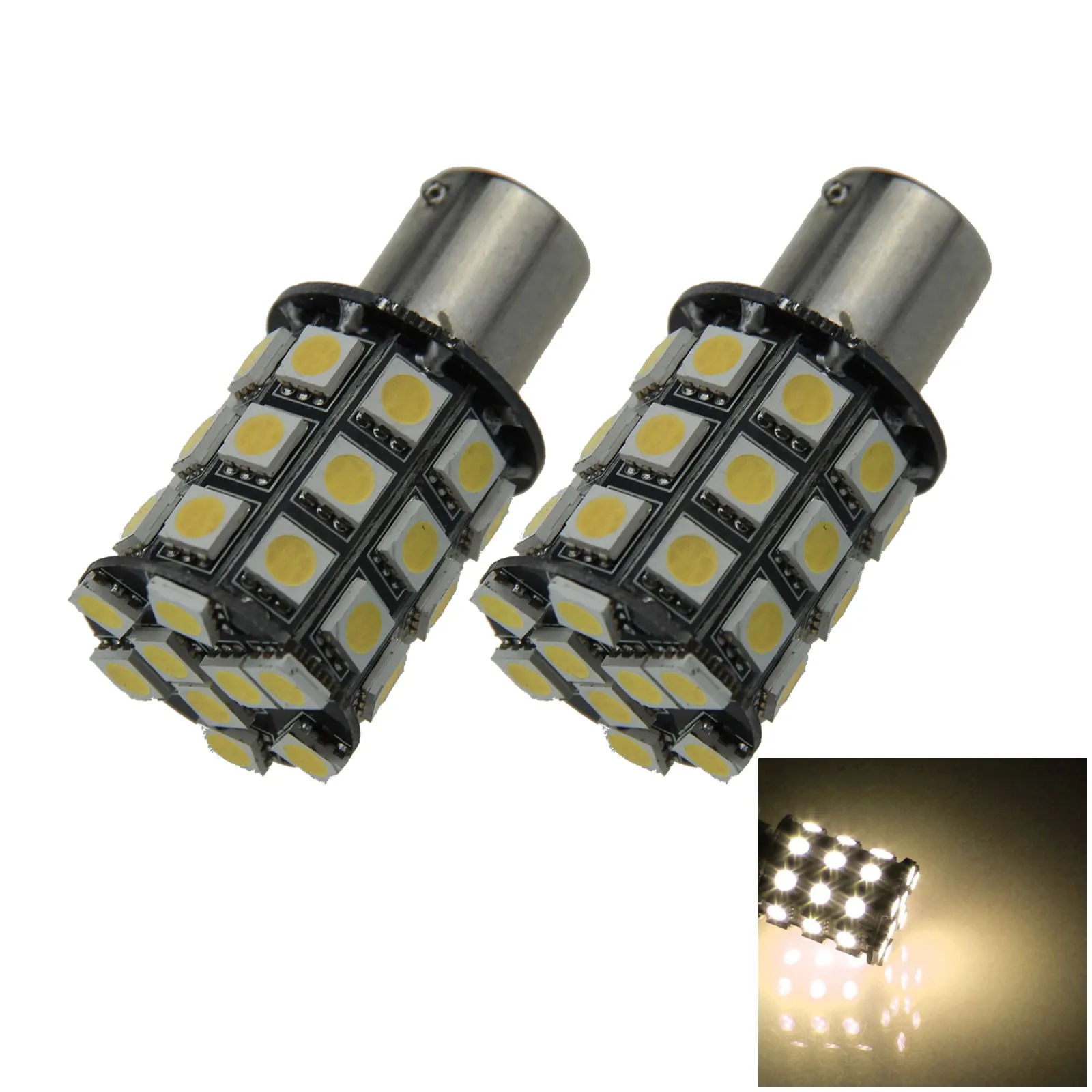 2x Warm white RV 1156 Side Blub Marker Lamp 36 Emitters 5050 SMD LED 1129 3497 D011-WN