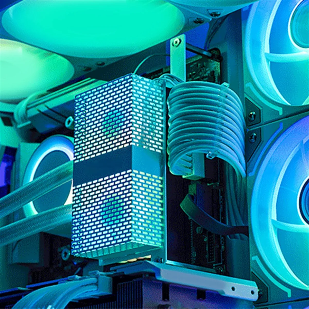 ATP-ARGB Synchronized Dual 5020 Fans RAM Cooling Radiator, High Efficiency Memory Heatsink for DDR4 DDR5 White