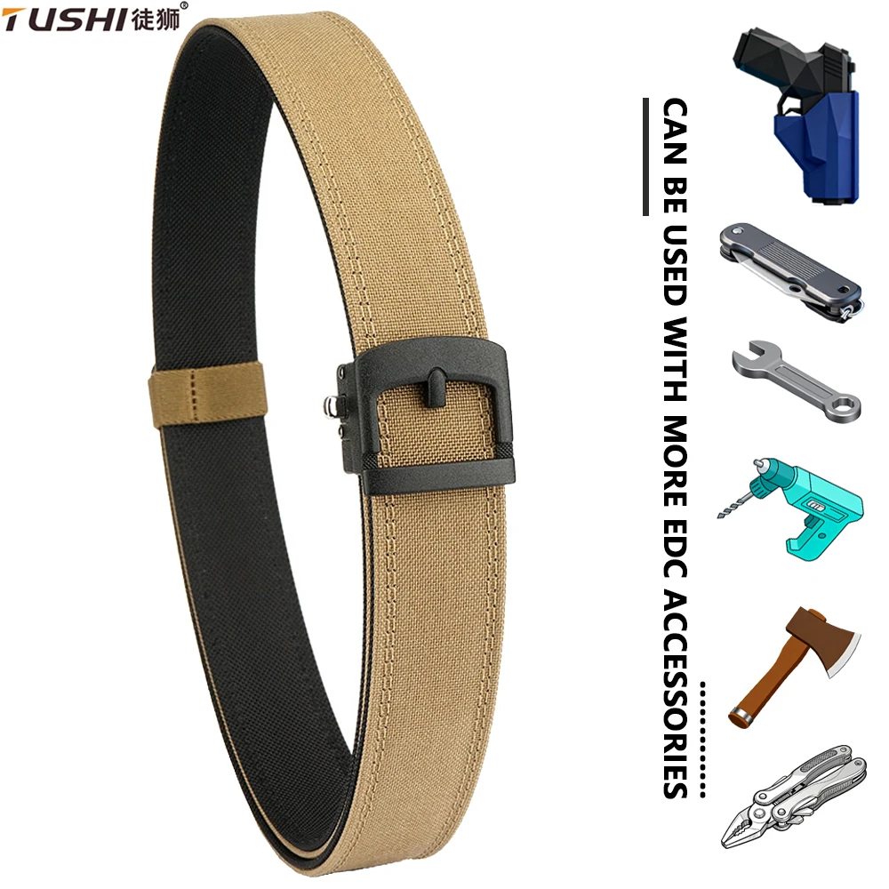 TUSHI New Multi-size Hard Tactical Belt for Men Gun Belt EDC Metal Buckle IPSC Nylon Outdoor Sports Girdle Male Military Belt