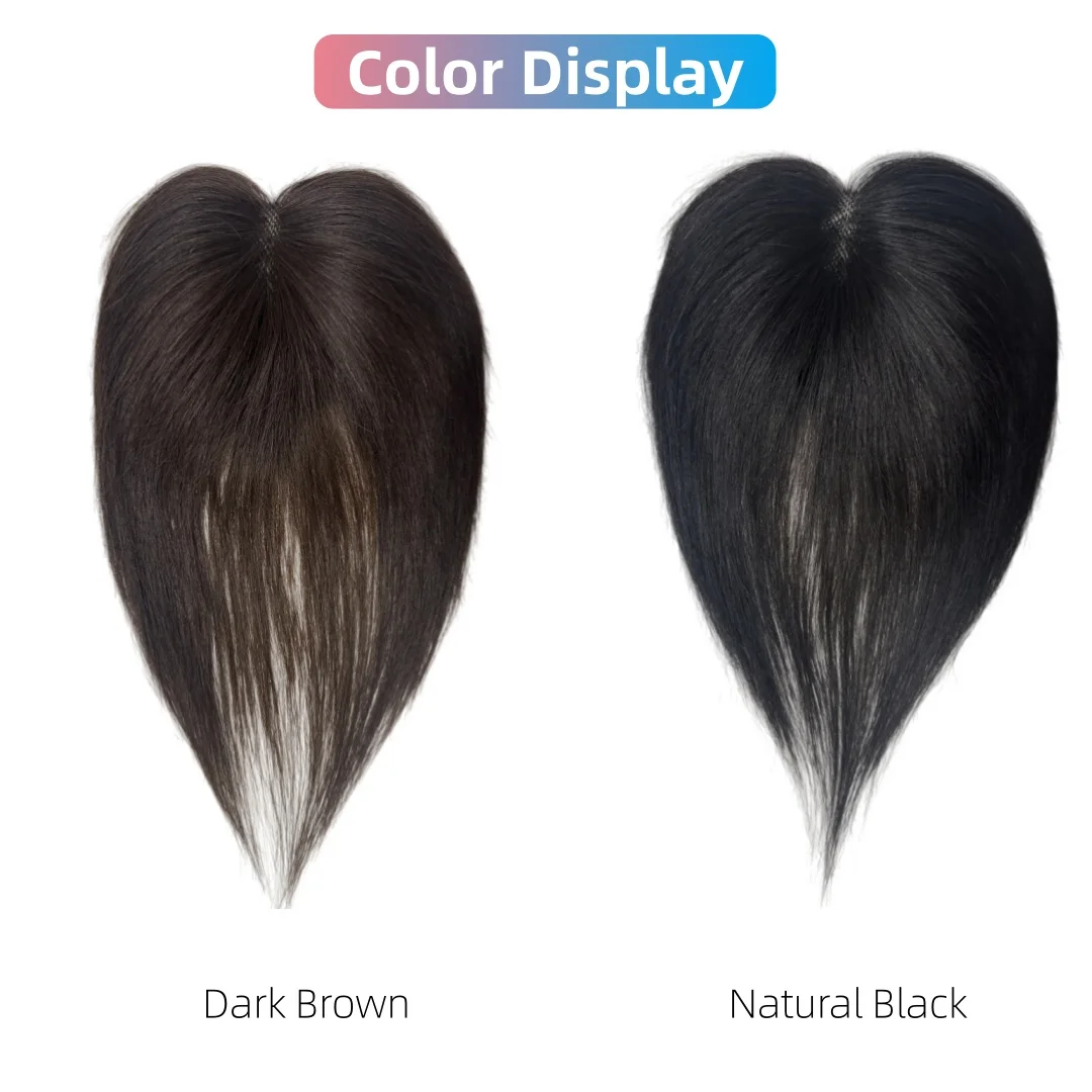 Magic Paste Human Hair Toppers for Women No-Clips Natural Bangs Fringe Invisible Hairpiece Seamless Cover Thinning Hair Loss