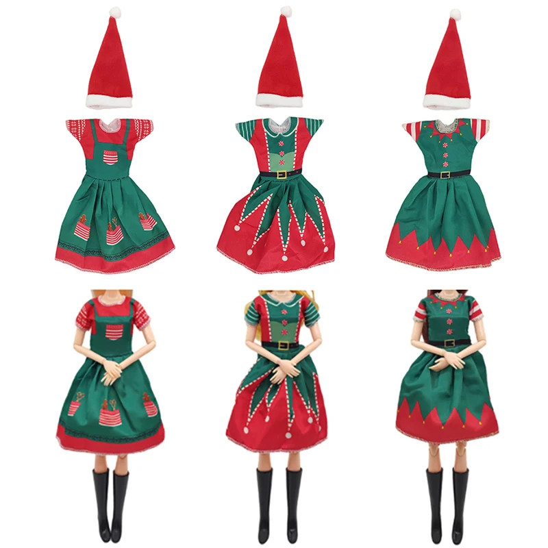 Fashion Christmas Dress Outfit Hats for 11 inch 30cm Doll Clothes Accessories