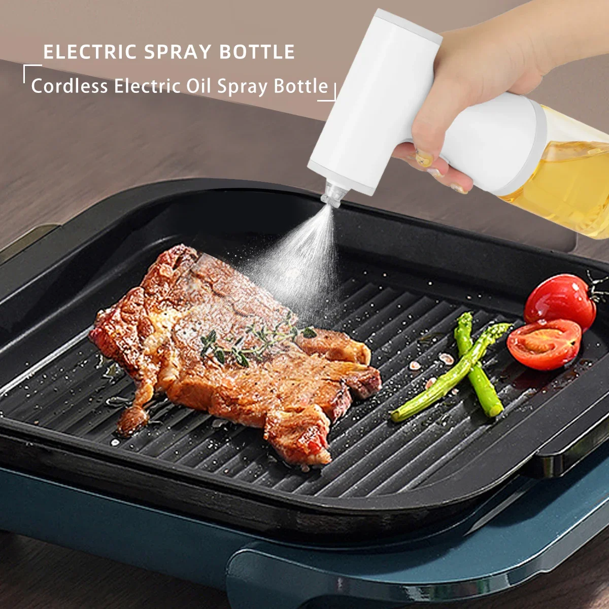 Electric Oil Sprayer Bottle - Dual Mode Oil Control Tool for Healthy Cooking, Food-Grade, Easy Clean, Ideal for Frying, Grilling
