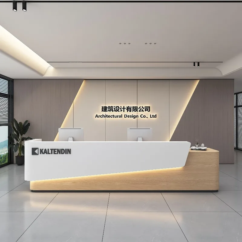 

Refined Modern Reception Desk with Integrated Storage for Office Hotel Lobby Front Desk Furniture Executive Check In Counter