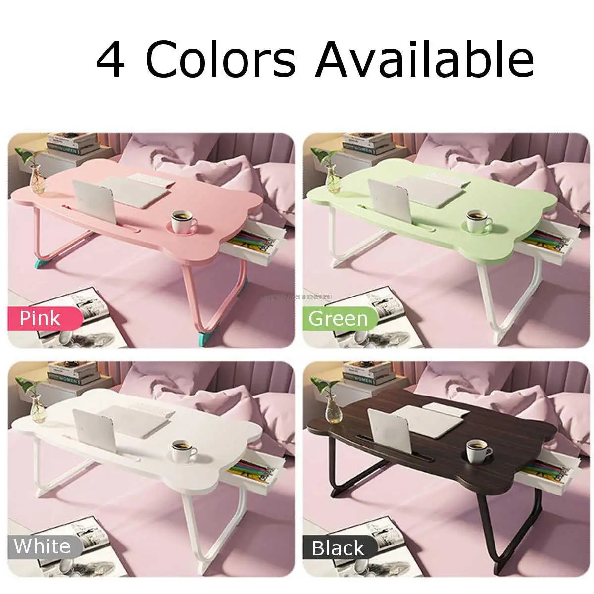 Multi-functional Folding Laptop Stand Holder Study Table Desk Wooden Foldable Computer Desk for Bed Sofa Tea Serving Table Stand