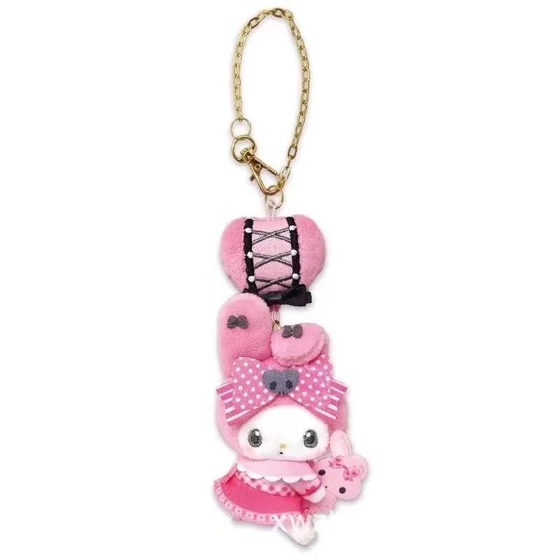 My Melody Kuromi Sanrio Wave Point Bowknot Side Body Attire Cartoon Keychain Bag Pendant Plush Doll Birthday Gift for Friend view 3