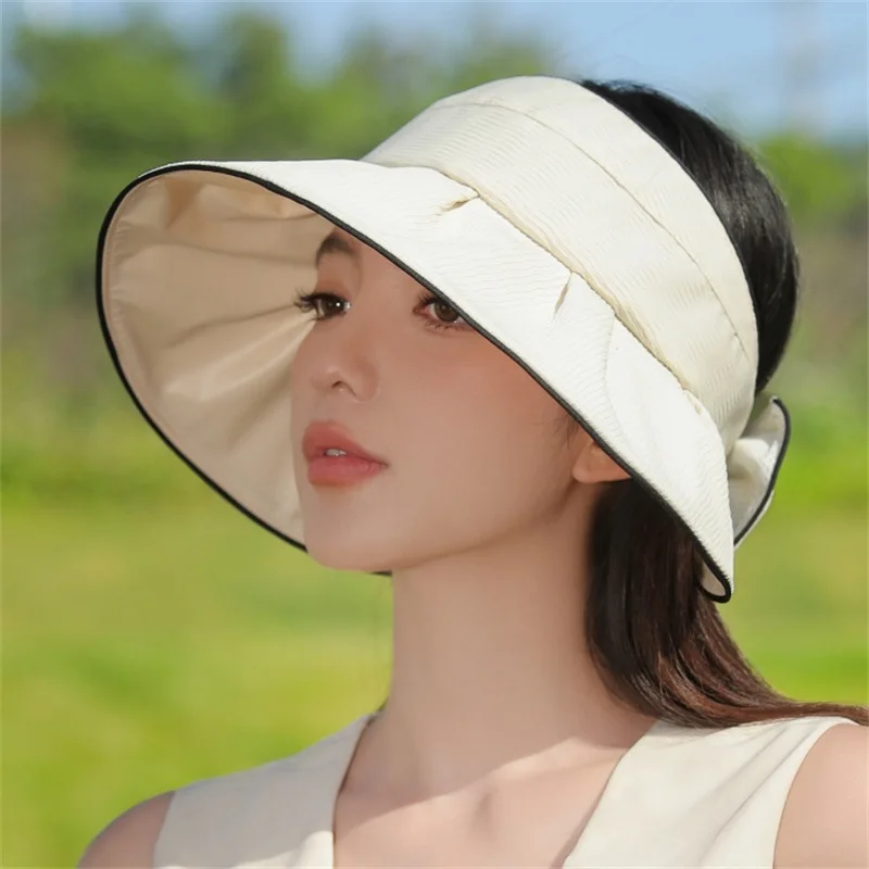 

Summer New UV-Proof Sun Hat For Women, Korean Version, Empty Top Hat, Black Gel Large Brim To Cover The Face, Shell Sunshade Hat