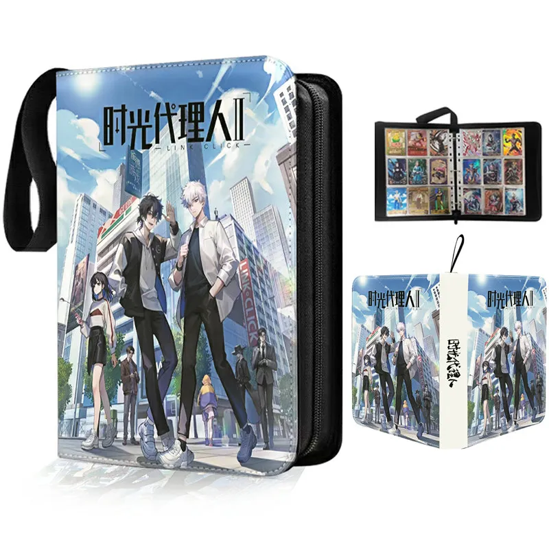 400pcs-900pcs-anime-cartoon-time-agent-card-booklet-leather-zipper-large-capacity-card-collection-booklet-holiday-gift-toy