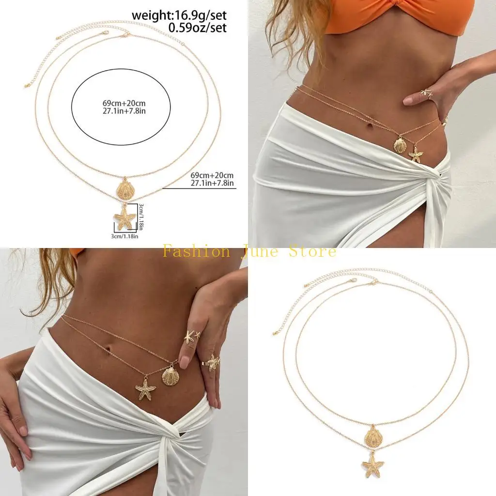 

N5KA Alloy Ocean Waist Chain Adjustable Body Jewelry for Outdoor Activities