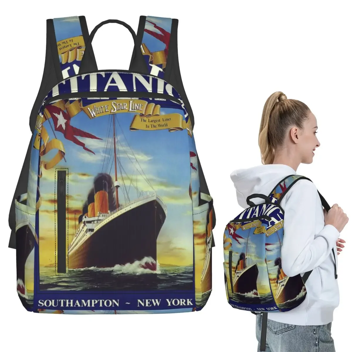 

Lavoie Titanic Backpack Student Boys Girls BookBag Kids School Bag Laptop Shoulder Bags for Men Women