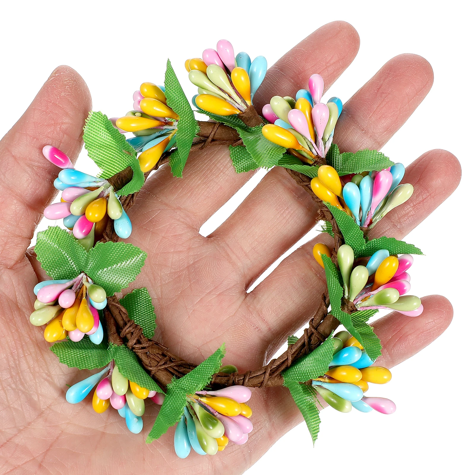 

4pcs Easter Wreath Decor Spring Fake Garland 6 5cm Rings CandleBerry Home Banquet Holiday Indoor OutdoorDecoration