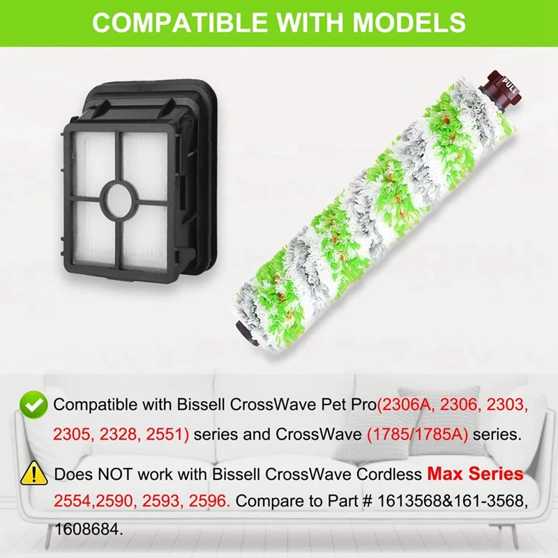 3 шт., сменные фильтры для пылесоса Bissell Crosswave Pet Pro 2306A и Crosswave 2460