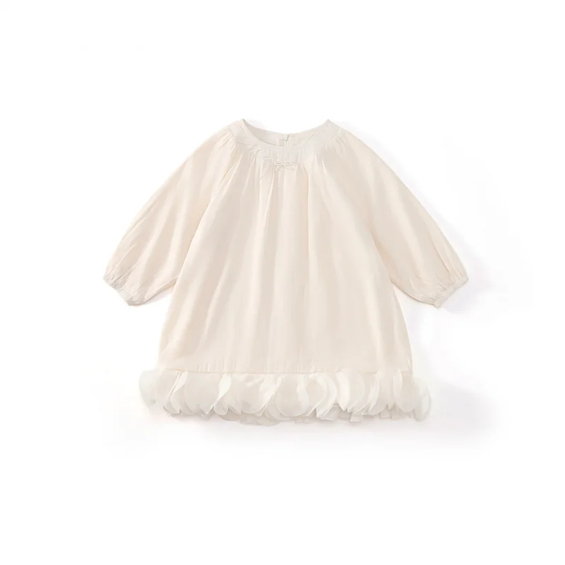 Korean Children's Clothing2025Spring New Girls' Dress Fairy Dress Princess Dress Birthday Solid Color
