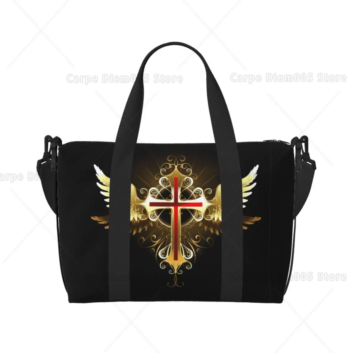 

Cross Jesus Duffle Bags Durable Weekender Overnight Bag for Women Men Waterproof Luggage Bags for Travel Sports Gym