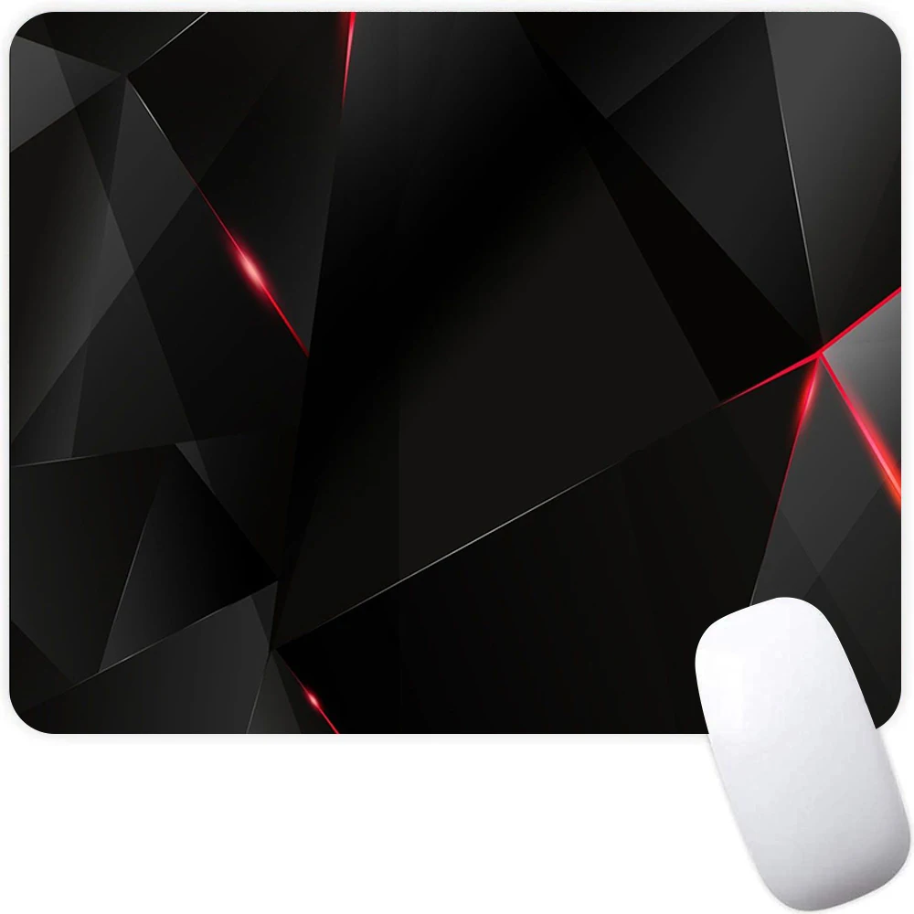 Black Red Geometric Design Gaming Mouse Pad Large Mouse Pad PC Gamer Computer Mouse Mat Big Mousepad Keyboard Desk Mat Mause Pad