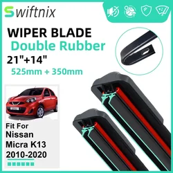 Double Rubber Car Wiper Blades for Nissan Micra K13 2010-2020 Front Windscreen Windshield Rubber Car Accessories 2018 2019 2020