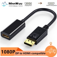 1080P DisplayPort to HDMI-compatible Adapter Converter Display Port Male DP to Female HD TV Cable Adapter Video Audio For PC TV