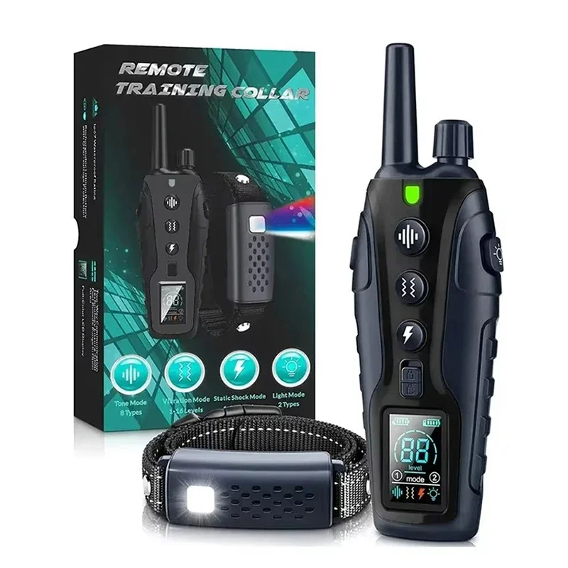 ไฟ LED สุนัขไฟฟ้า Shock COLLAR รีโมทคอนโทรล 1000 M สุนัข Anti Bark Professional กันน้ําสมาร์ท