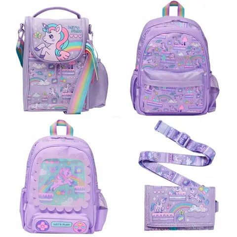 Australian Rainbow Pony Backpack Series Student Outing Crossbody Lunch Bag Cartoon Backpack Stationery Storage Pencil Case