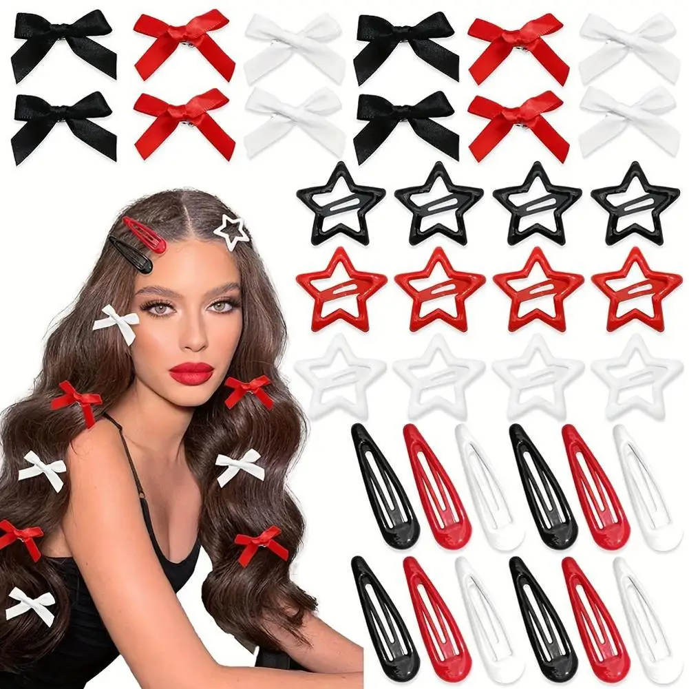 36Pcs Bowknot Hairpins Duckbill Clips in the Ballet Style with Ribbons Small Hair Clips Snap Clip Barrettes Hair Accessories