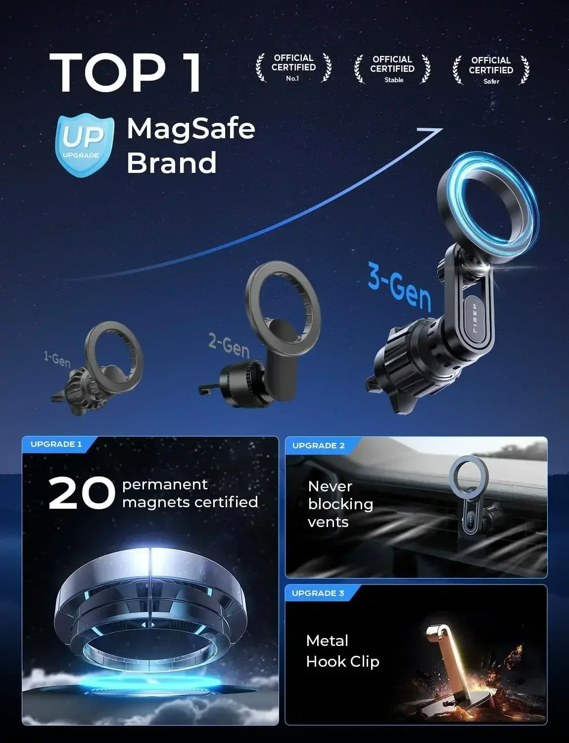 LISEN 2025 Accessori per auto di tendenza Anello magnetico Supporto per auto antigoccia Supporto per telefono cellulare per auto