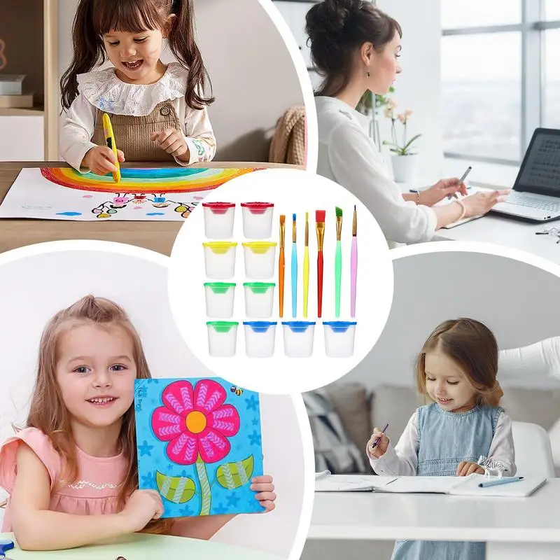 Набор чашек для кистей для рисования, детские многофункциональные чашки для рисования, детские кисти для рисования, портативные чашки для рисования для художественного класса, дома, школы