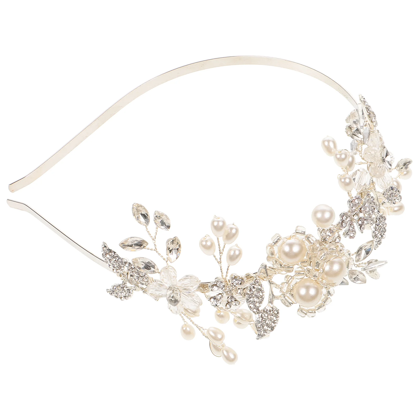 

Hair Ribbon Headband Bridal Accessories Headpiece Prom Wedding Headdress for Bride Silver