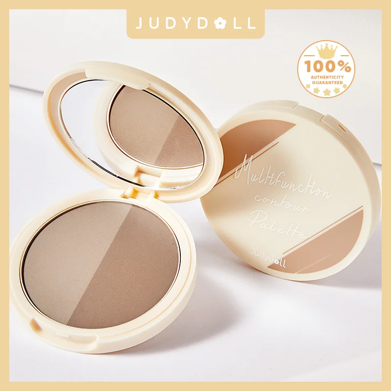 Paleta de maquiagem de contorno Judydoll 2 em 1 com blush e iluminador, perfeita para contorno facial, sombreamento, modelagem de nariz, data