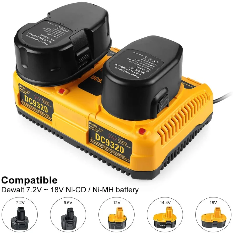 Für Dewalt Dual Port Ladegerät Für 7,2 V-18 V Nicd & Nimh Batterie DW9057 DW9096 DC9071 DC9091 DC9096 Batterie Ladegerät