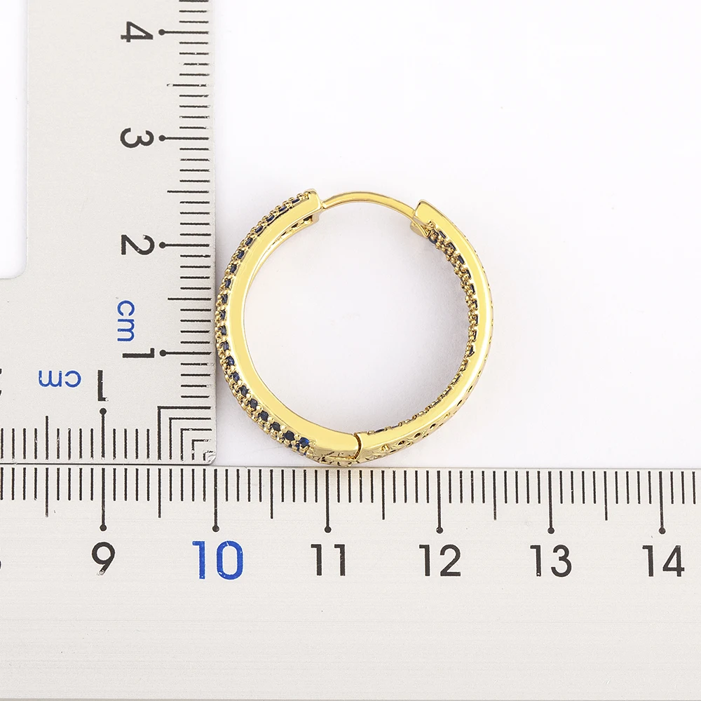 Nidin Hot Sale 5 Colors Hoop Earrings Circle Round Shape for Women Gold Plated Ear Jewelry Buckle Fashion Shiny Full Zircon Gift