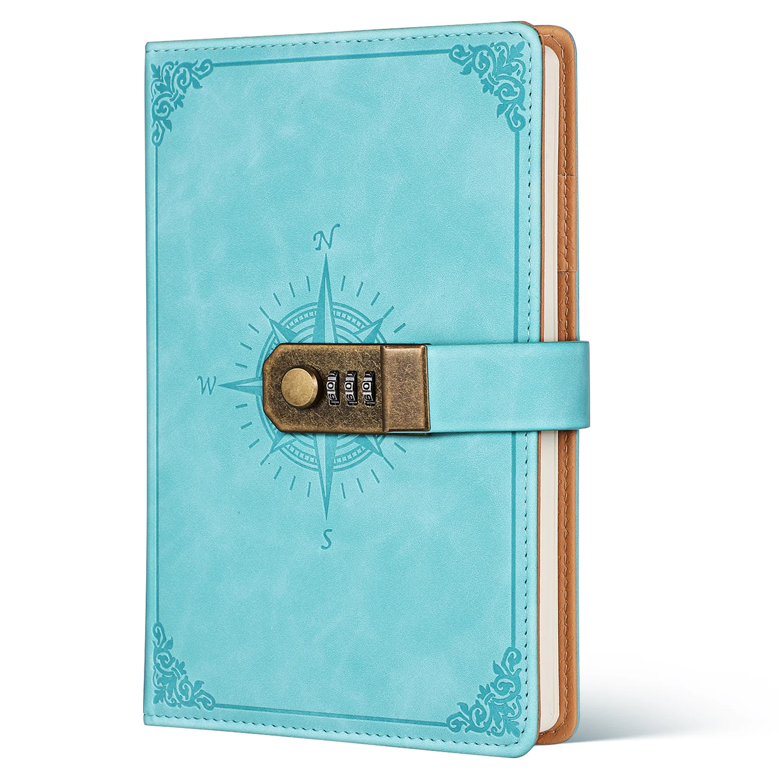 

Password Notebook Diary Lock for Women Men Teens Vintage Journal Sturdy Construction Ink Resistant Pages Multi Card Slots