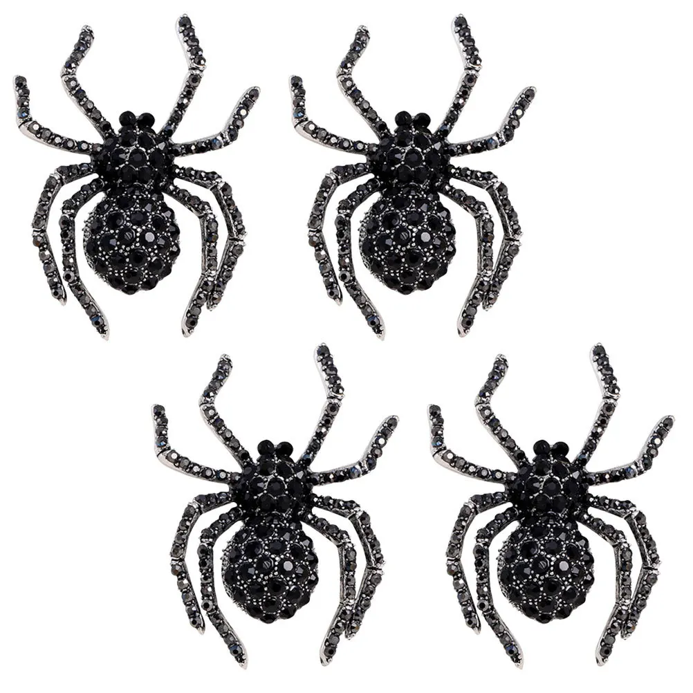 

4pcs Big Spider Brooch Retro Animal Brooch Pin Vintage Shawl Clothing Decor Halloween Costume Accessory Decorative Brooches For