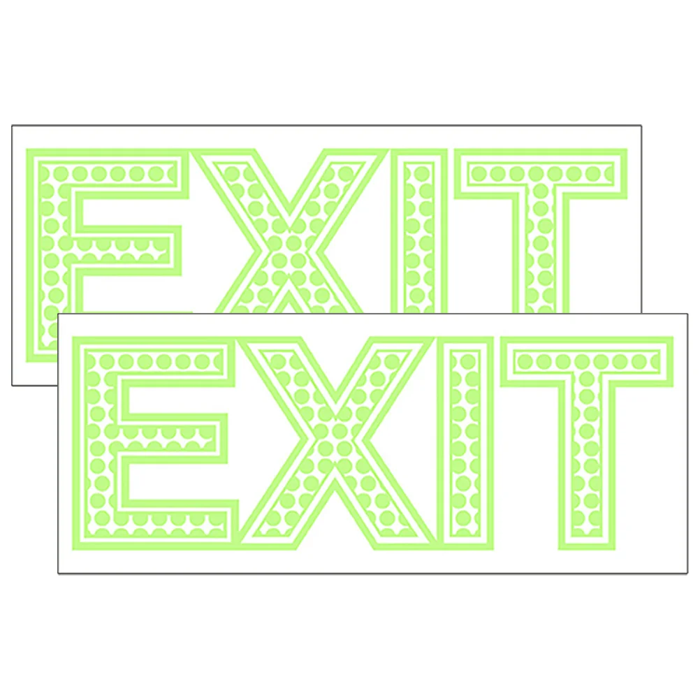 2 Sheets Stickers Export Sign Glow in The Dark Exit Decals Wall Floor Guide Adhesive