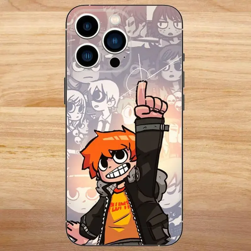 Cartoon Scott Pilgrim vs the World Phone Case For iPhone15,14,13,12,11,Pro,Max,Plus,Mini,X,XS,XR,8,7,6,S,Plus,SE Soft Black Case