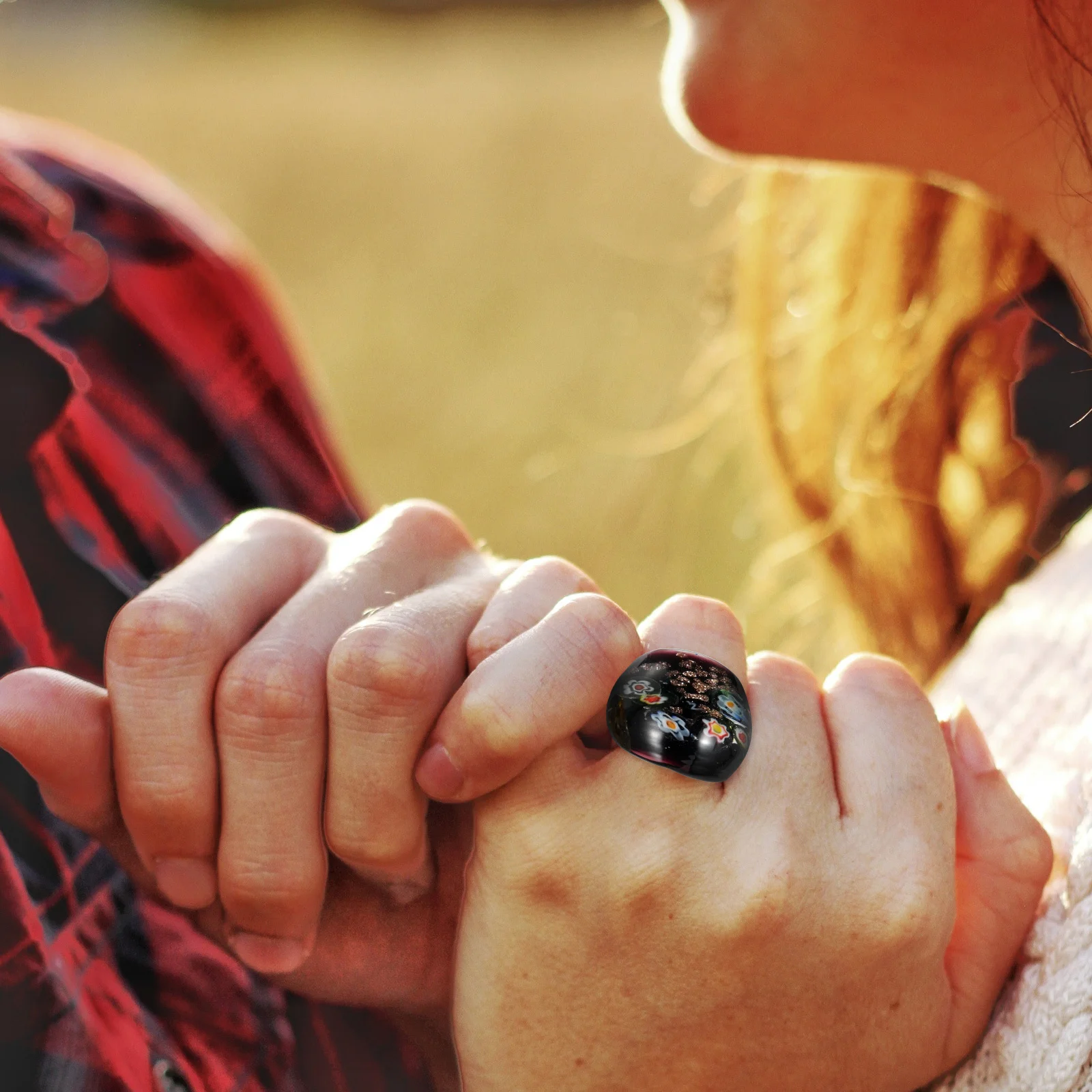 

4 pcs Colored Glass For Women Decorative Chunky Finger Rings Jewelry Glass Rings For Party Halloween Cosplay Valentines Gift