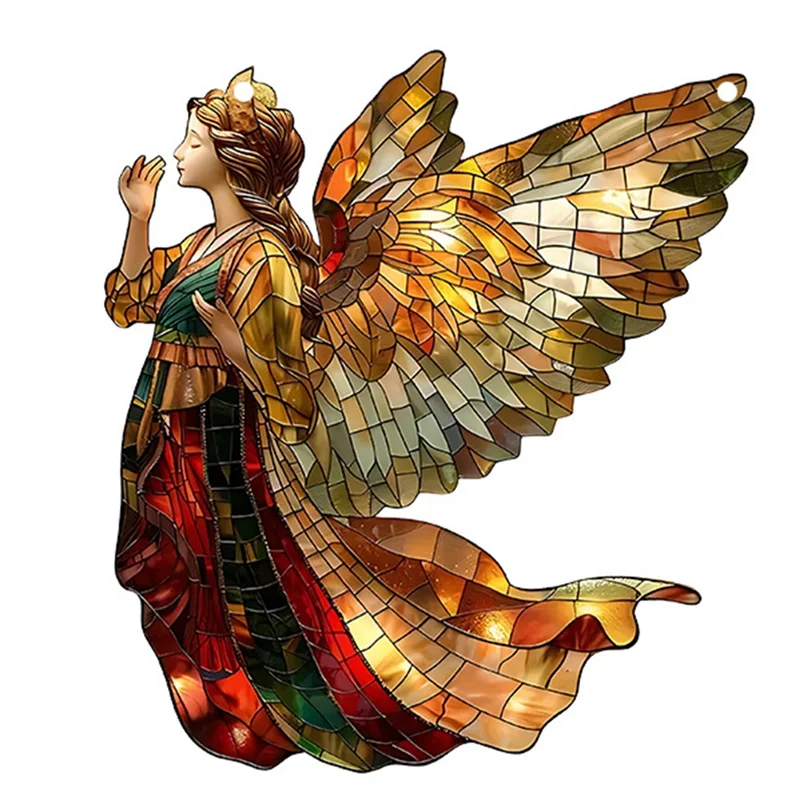 N96R Christmas Angel Sun Catcher Acrylic Window Decoration Balcony Garden Hanging Sign