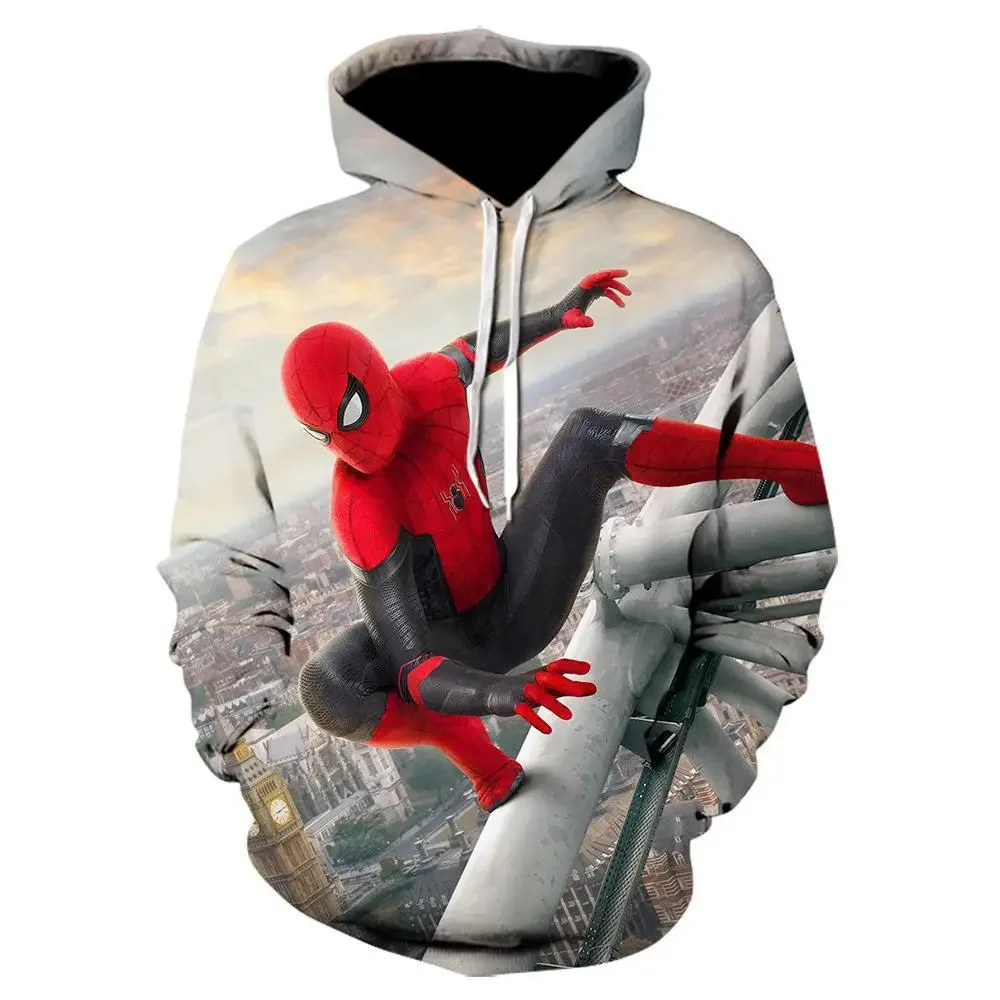 Spring and Autumn Men\'s Hoodies Sweatshirts Marvel Spider-Man 3D Printed Long Sleeve Tops Outdoor Sports Men\'s Sweatshirts