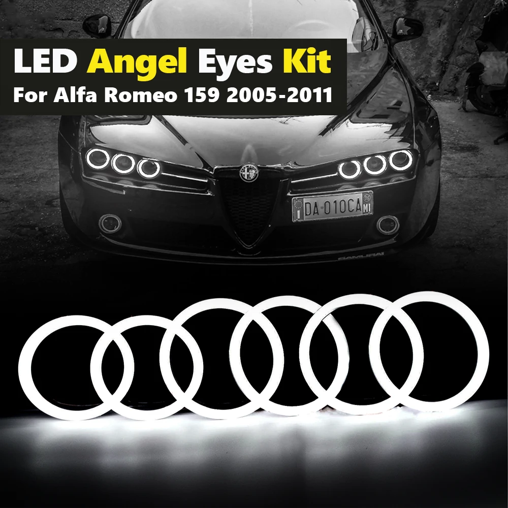 6pcs Super Bright Day Light Dual Color DRL Cotton LED Angel Eyes Halo Rings kit for Alfa Romeo Brera Spider 159 2005-2011