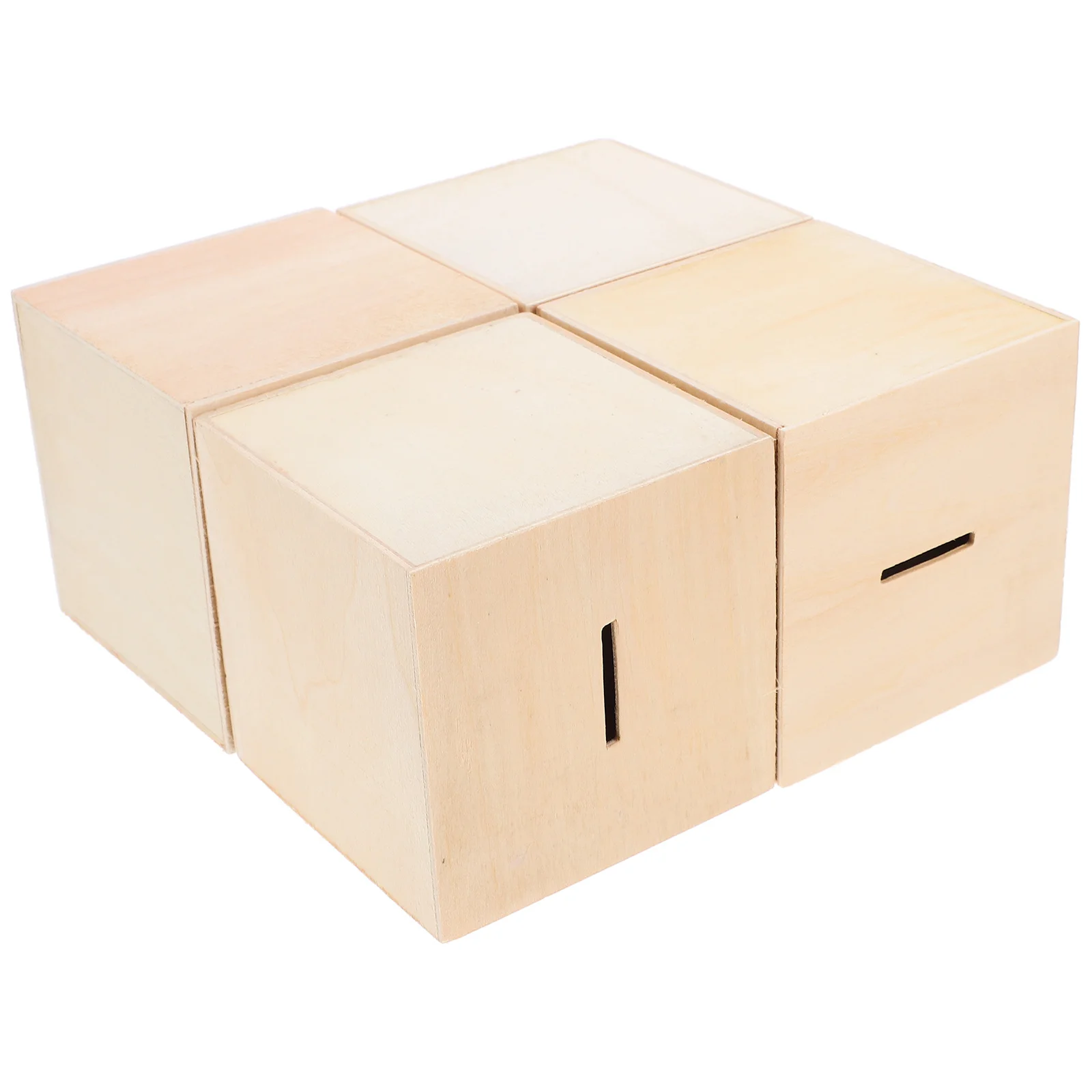 

4Pcs Piggy Bank Wooden Money Box with Square Design Adorable Desktop Decor for Nursery Room Interior Piggy Bank