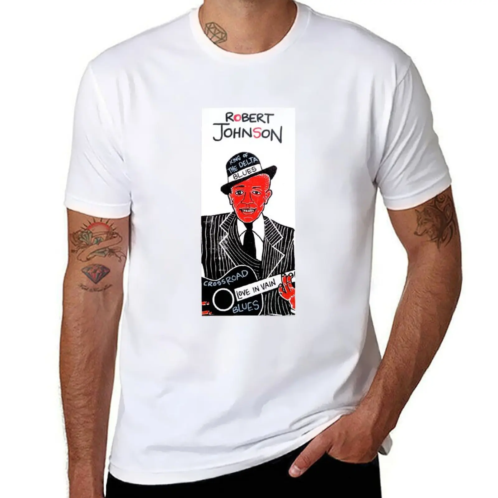 

Robert Johnson Blues Folk Art T-Shirt man t shirts for men t shirts for man cotton soft men t shirt cotton 100% T-shirt