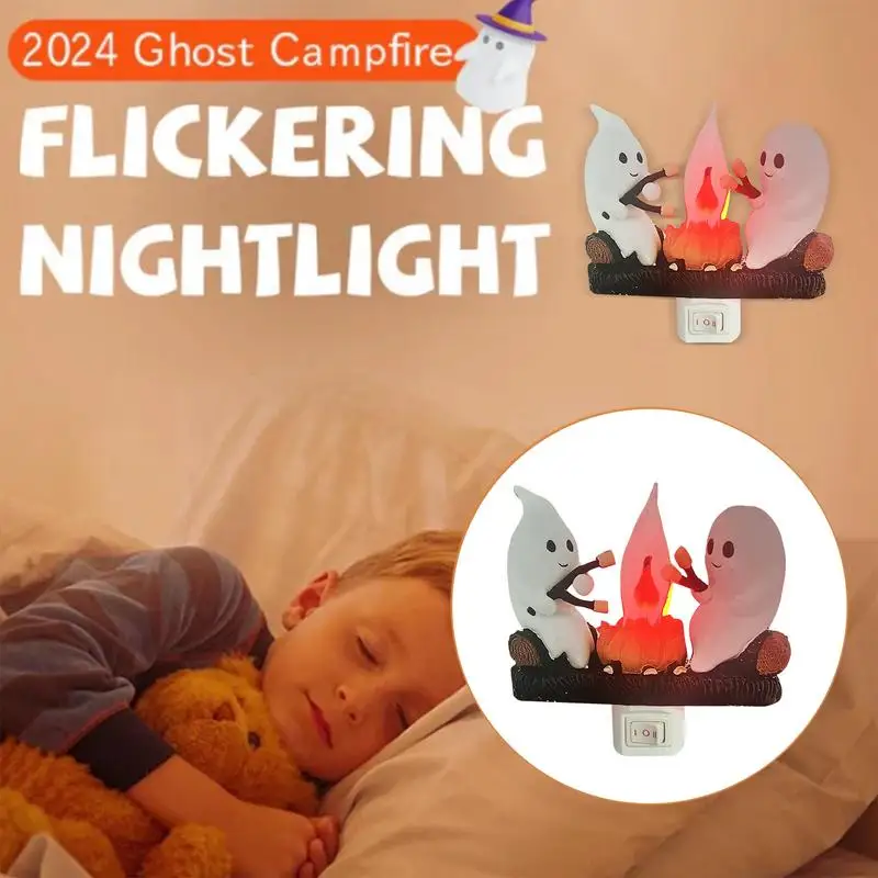 

Ghost Campfire Nightlight Faux Campfire Acrylic Night Lights Plug Into Wall Halloween Faux Spooky Bonfire Night Light Decor