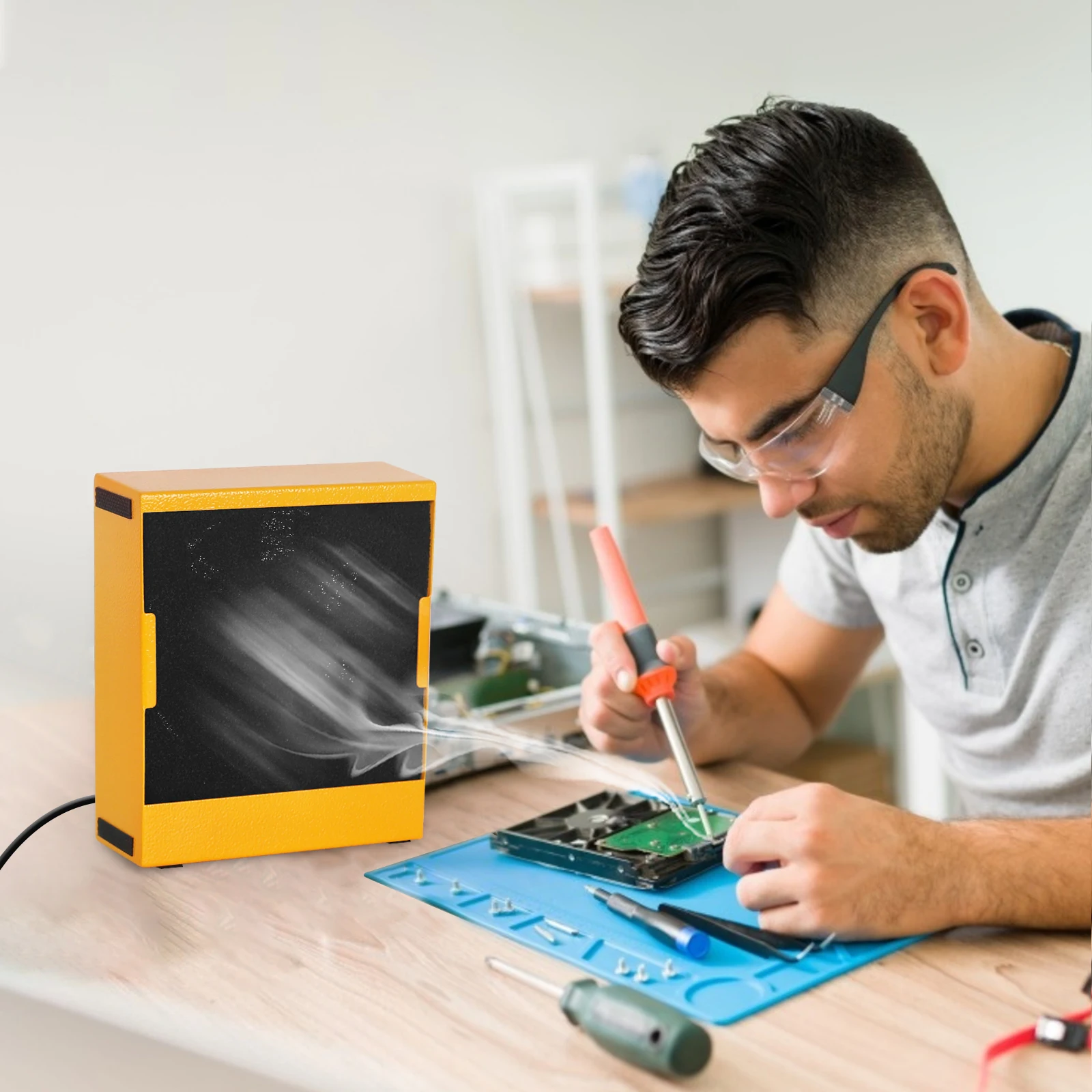 Toodour 30W Solderen Rook Absorber Lassen Diy Werkende Ventilator Met 2 Stuks Filter Spons 12V Lasrook Extractor Voor Het Solderen