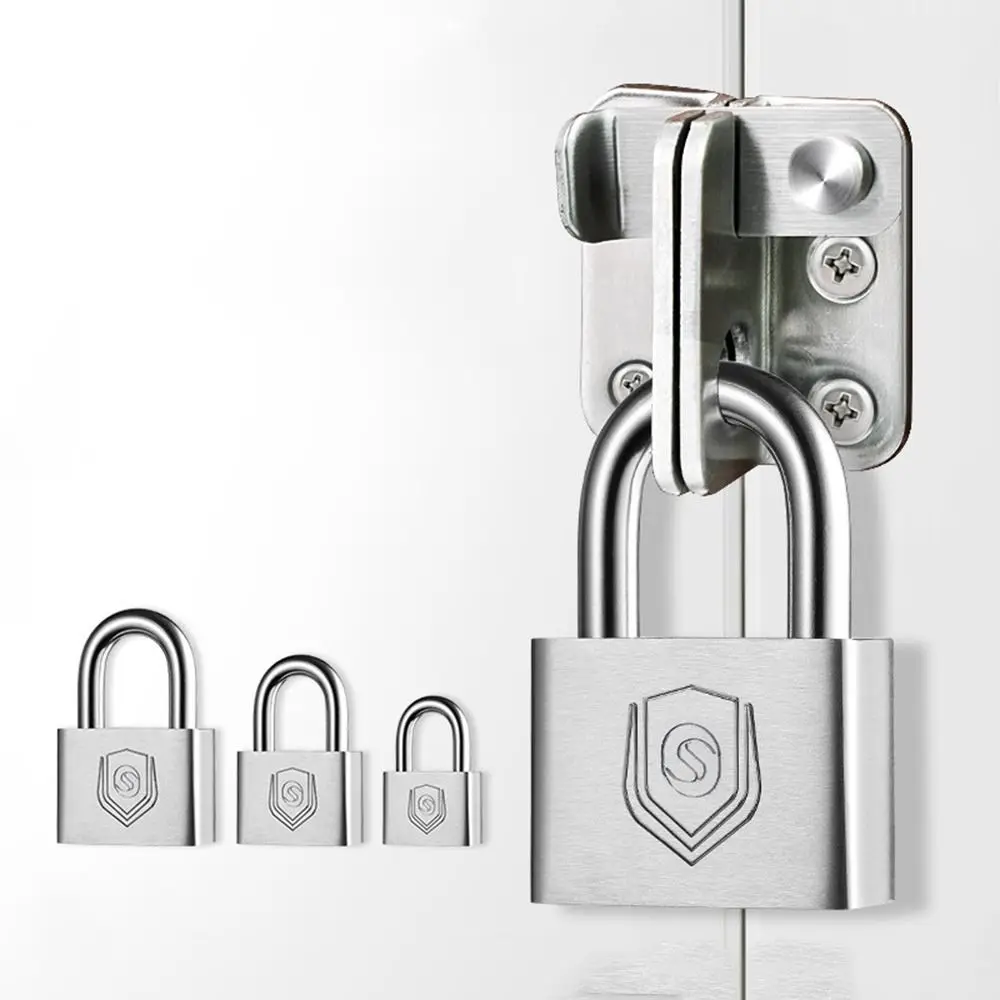 Candado para cajón de armario de acero inoxidable, cerradura plateada endurecida, cerradura con cremallera para mochila con 4 llaves, cerradura para puerta de dormitorio y hogar